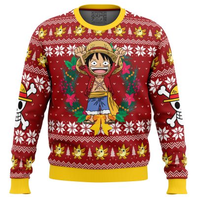 Monkey D Luffy Christmas OP Ugly Christmas Sweater FRONT mockup - Arknights Merch